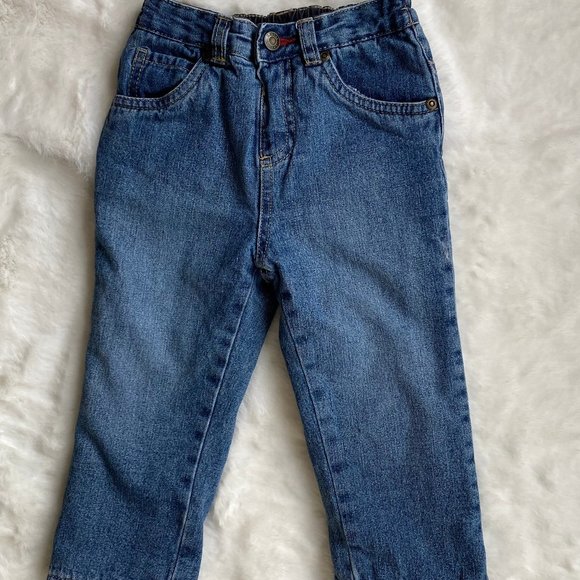 George Pull-On Blue Denim Jeans with Red Warm Fleece Lining Size 12-18 Months - Picture 4 of 7